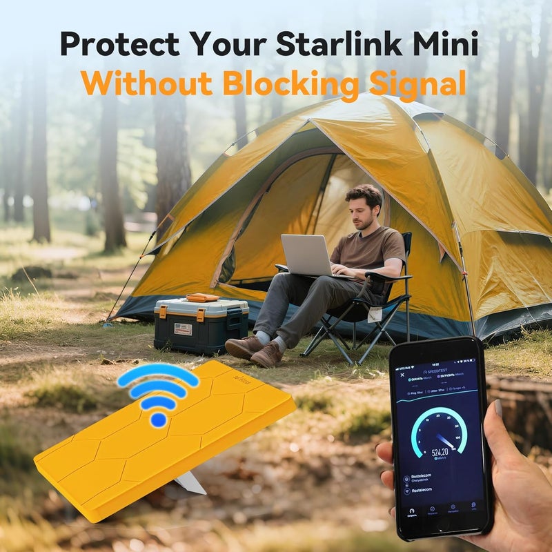 STARGEAR Starlink Mini Protective Cover Case Hailproof Liquid Silicone Protective Case for Starlink Dish Starlink Mini Accessories Waterproof Shockproof Portable for Outdoor Camping,Safety Yellow - Image 4